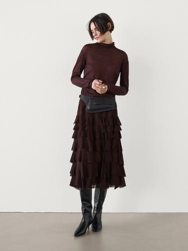Zara Ruffled midi skirt - Chocolate - Image 0