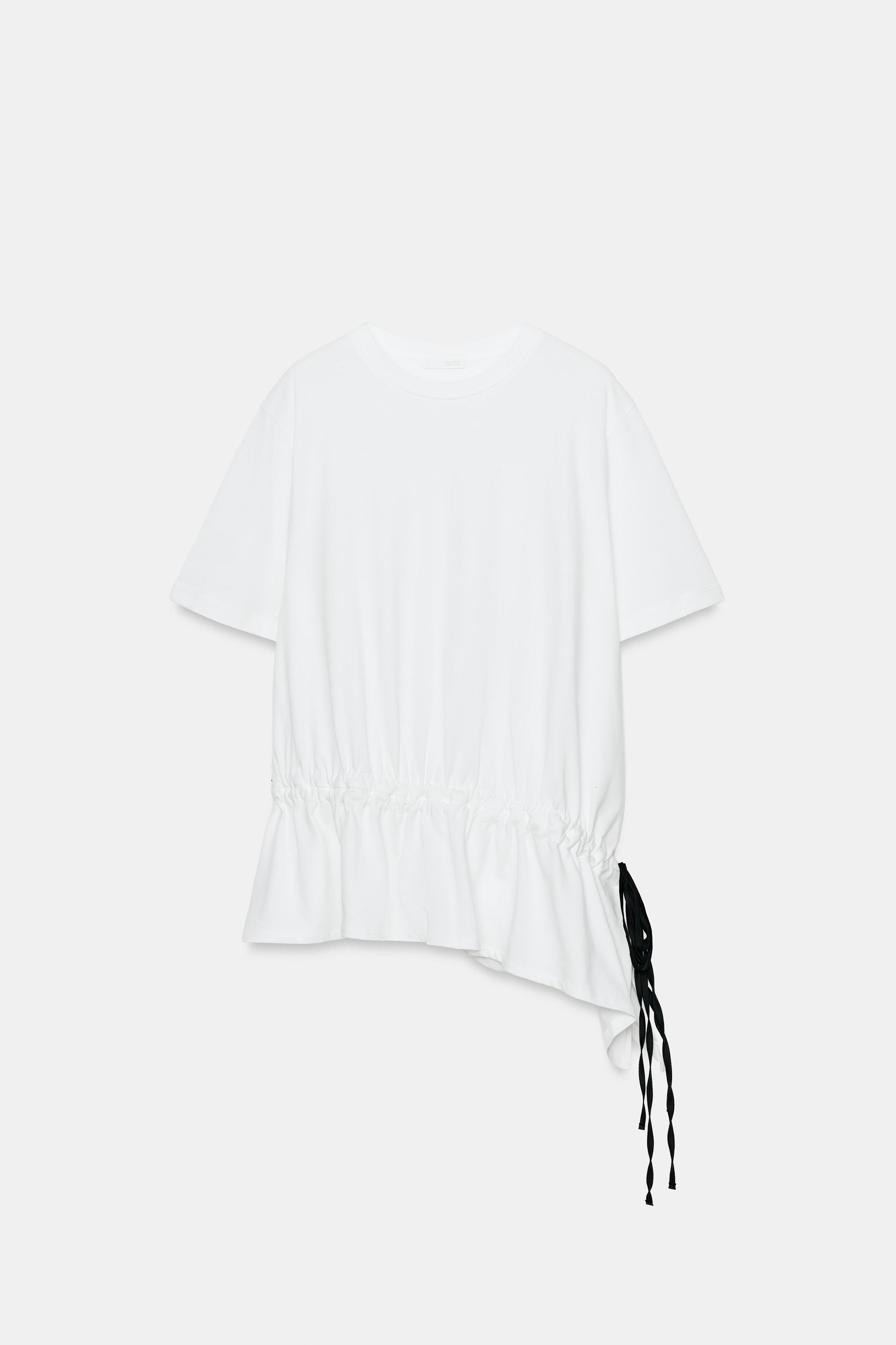 Zara KONTRAST BAĞCIKLI T-SHIRT görsel 5