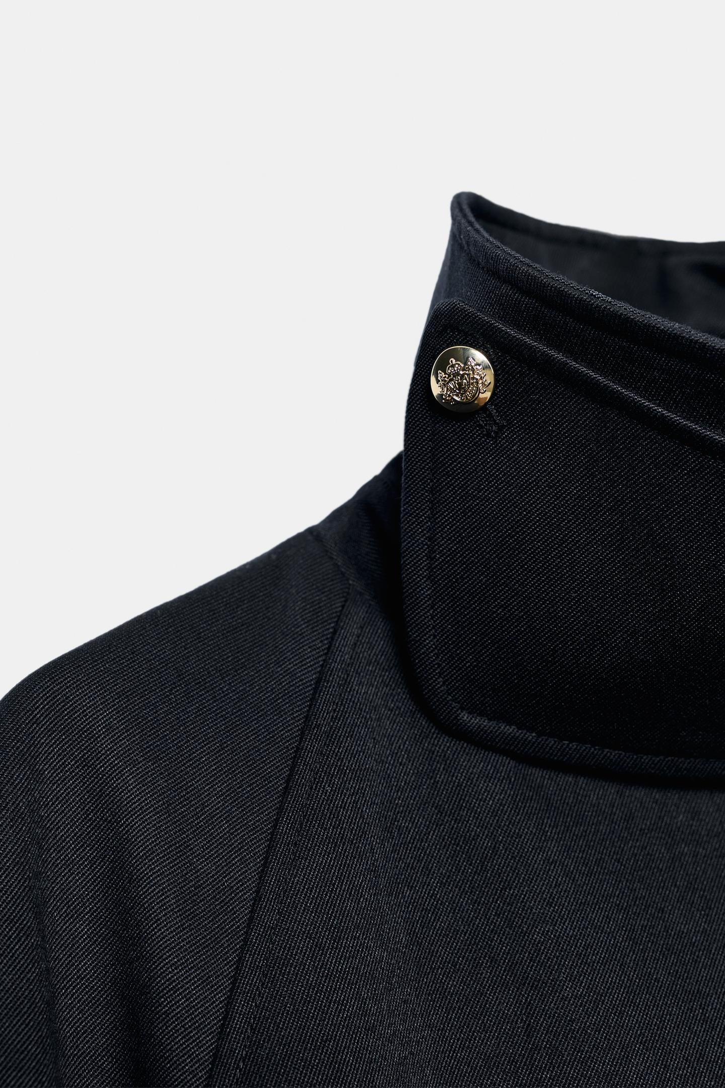 Женское пальто Zara ZW Collection Long Trench, цвет: Тёмный тёмно-синий — фото 11