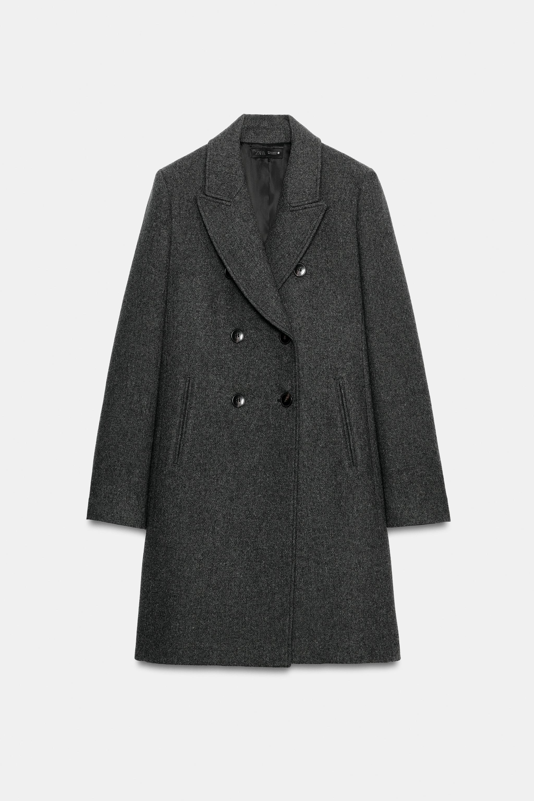 ジャケット・アウター epine Volume Wool Tailored Coat Gray WOOL BLEND DOUBLE-BREASTED COAT - Grey | ZARA South Africa