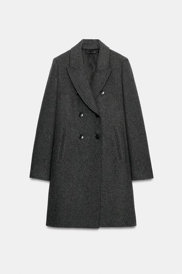 CASACO CRUZADO COM LÃ - Cinzento da Zara - Imagem 0