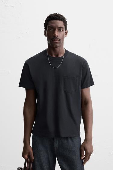 تيشرت بجيب - بحري داكن الخاص بـ Zara