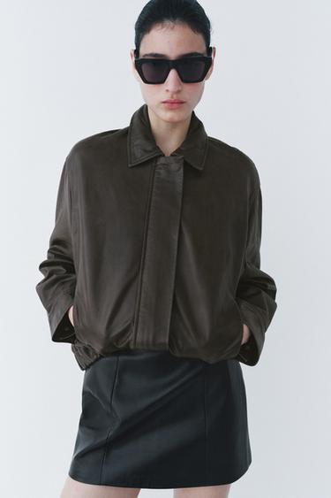 ZW COLLECTION LIMITED EDITION 100% LEATHER SHORT SKIRT - Black by Zara