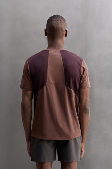 COLOUR BLOCK TRAINING T-SHIRT - Burgundy by Zara - Image 2