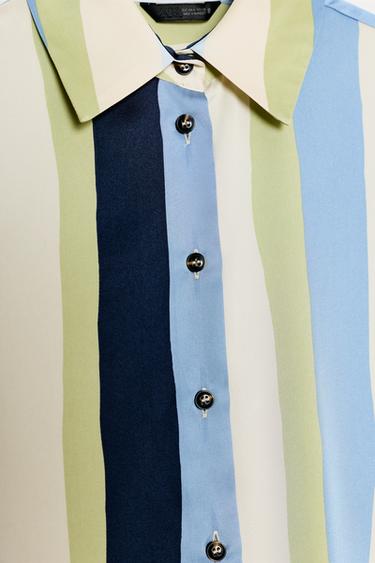 CHEMISE SATINÉE À RAYURES - Multicolore de Zara - Image 8