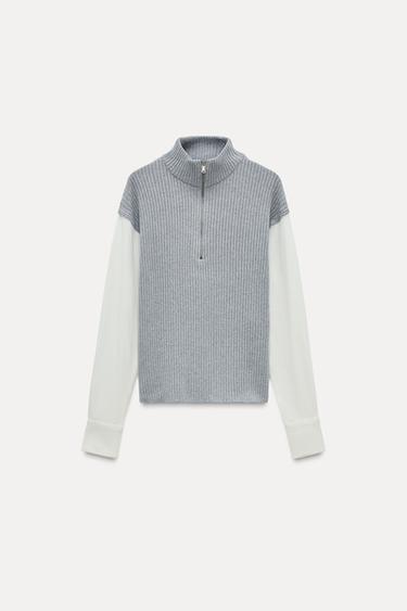 T-SHIRT AVEC GILET SANS MANCHES - Gris chiné de Zara - Image 3
