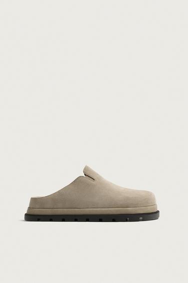 ZUECO PIEL VOLUMEN - Gris Topo de Zara