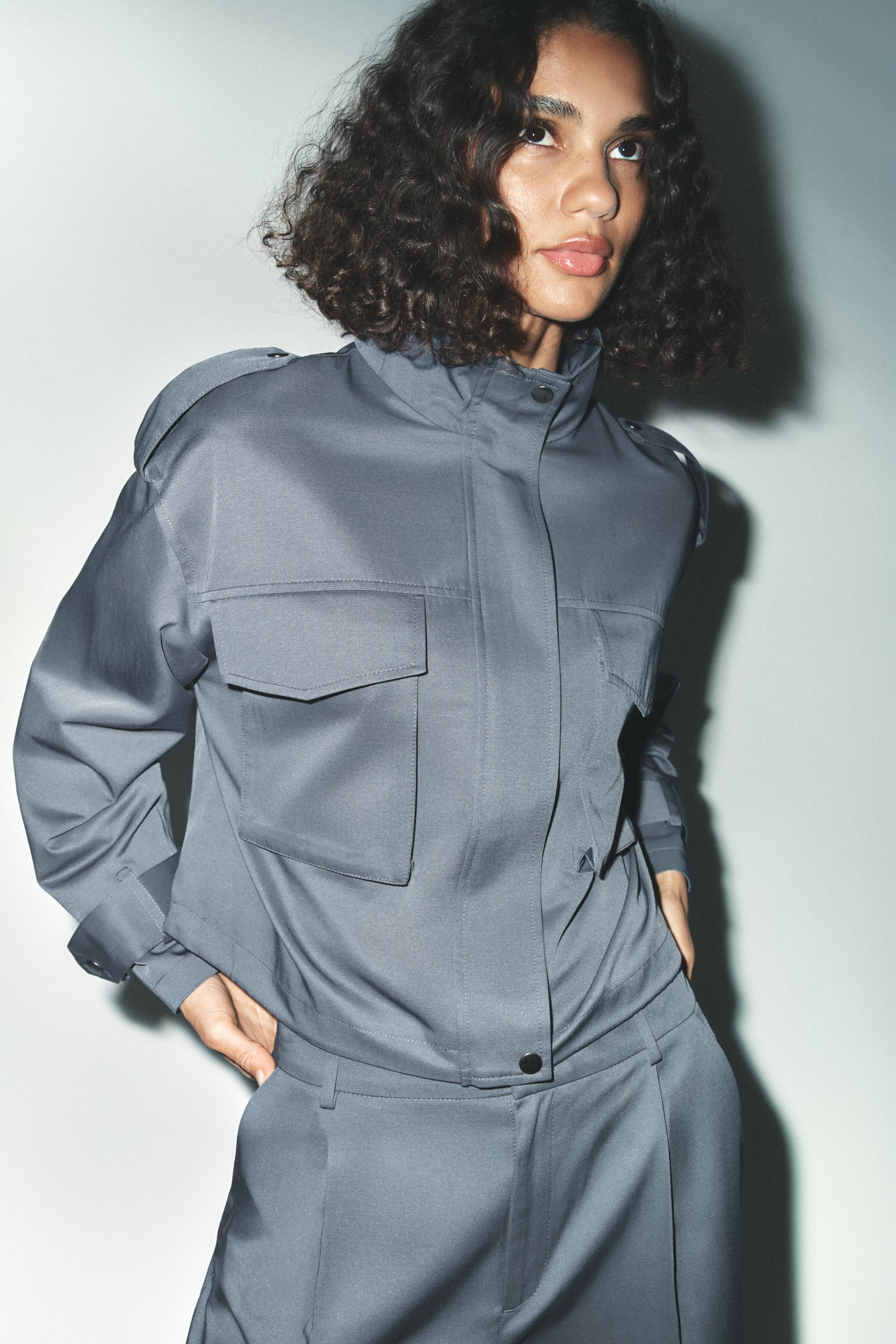 ZARA新品 上下セット ダークグレー シングルブレスト 毛70% シルク30% m_650e3abc81078a3540112a8c.jpg