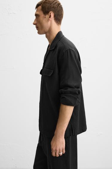 CHEMISE LIN - COTON - Noir de Zara - Image 5