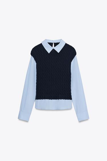 COMBINED POPLIN SHIRT - Navy blue by Zara - Image 5