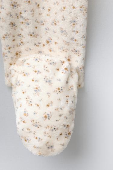 VELOUR FLORAL PRINT SLEEPSUIT - Ecru by Zara - Image 3
