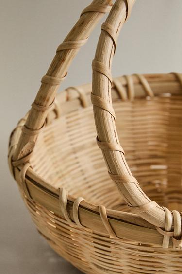 DOUBLE HANDLE BAMBOO BASKET - Light beige by Zara - Image 2