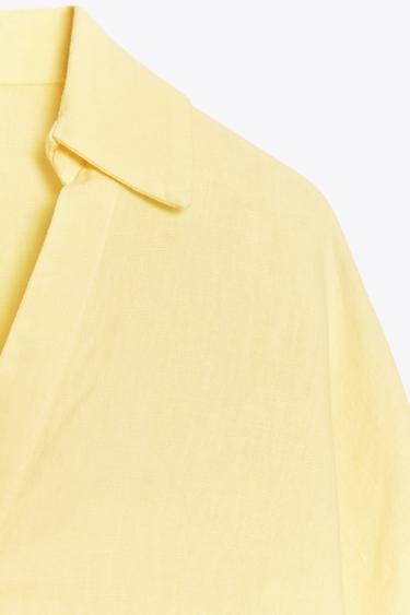 WIDE-SLEEVE LINEN BLEND SHIRT - Yellow by Zara - Image 5