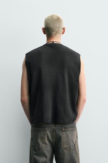 PRINTED KNIT TANK TOP - Black by Zara - Image 2