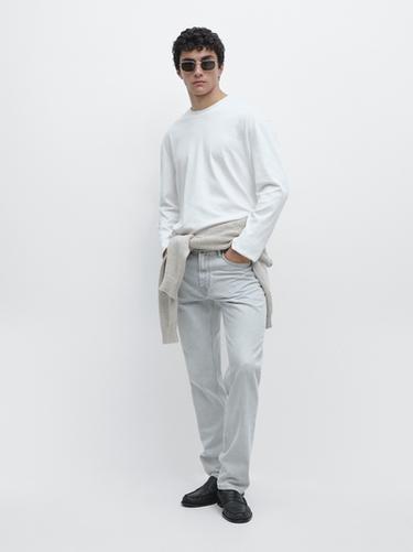 Camiseta manga larga algodón medium weight - Blanco de Zara - Imagen 0