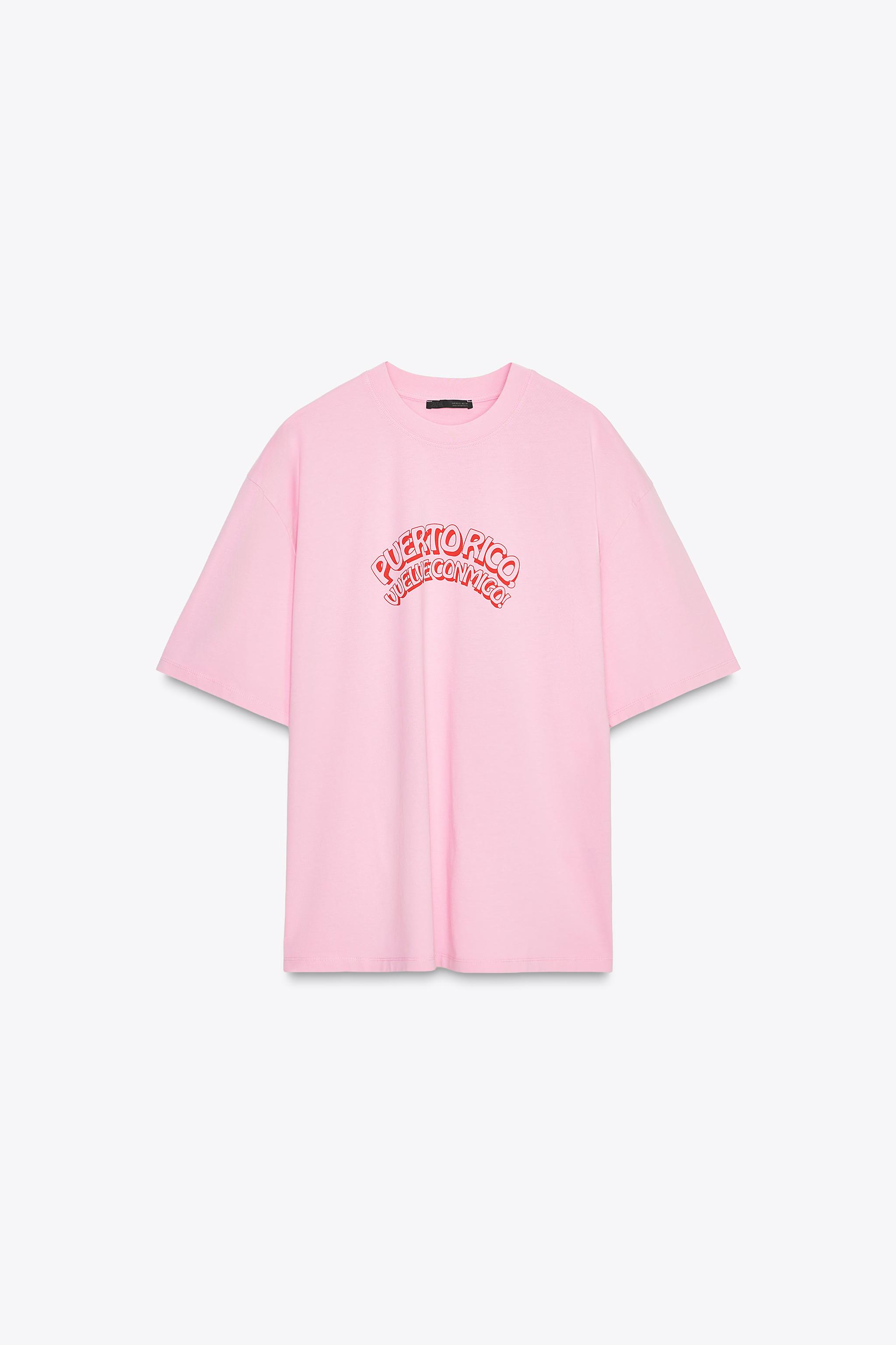WASHED EFFECT PRINTED T-SHIRT - Pink | ZARA United States
