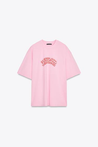 WASHED EFFECT PRINTED T-SHIRT - Pink by Zara