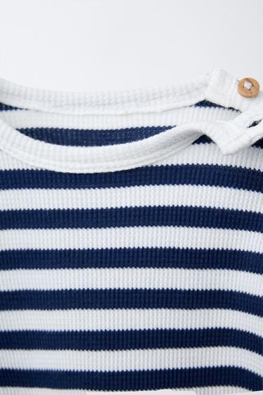 STRIPED WAFFLE T-SHIRT AND BERMUDA SHORTS SET - Navy blue by Zara - Image 2