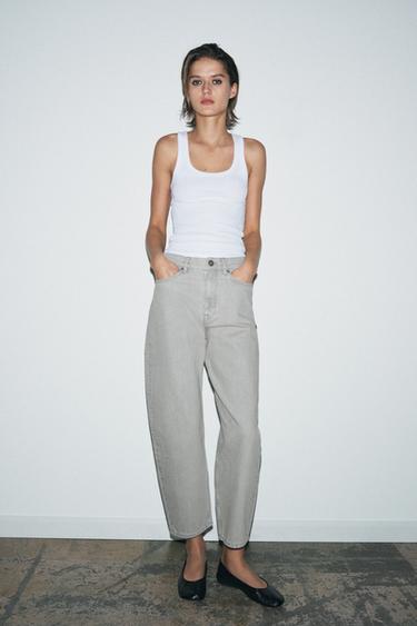 ZW COLLECTION TAPERED MID-WAIST JEANS - Grey by Zara