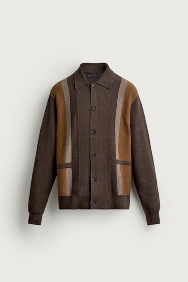 COLORBLOCK CARDIGAN — Brown 1