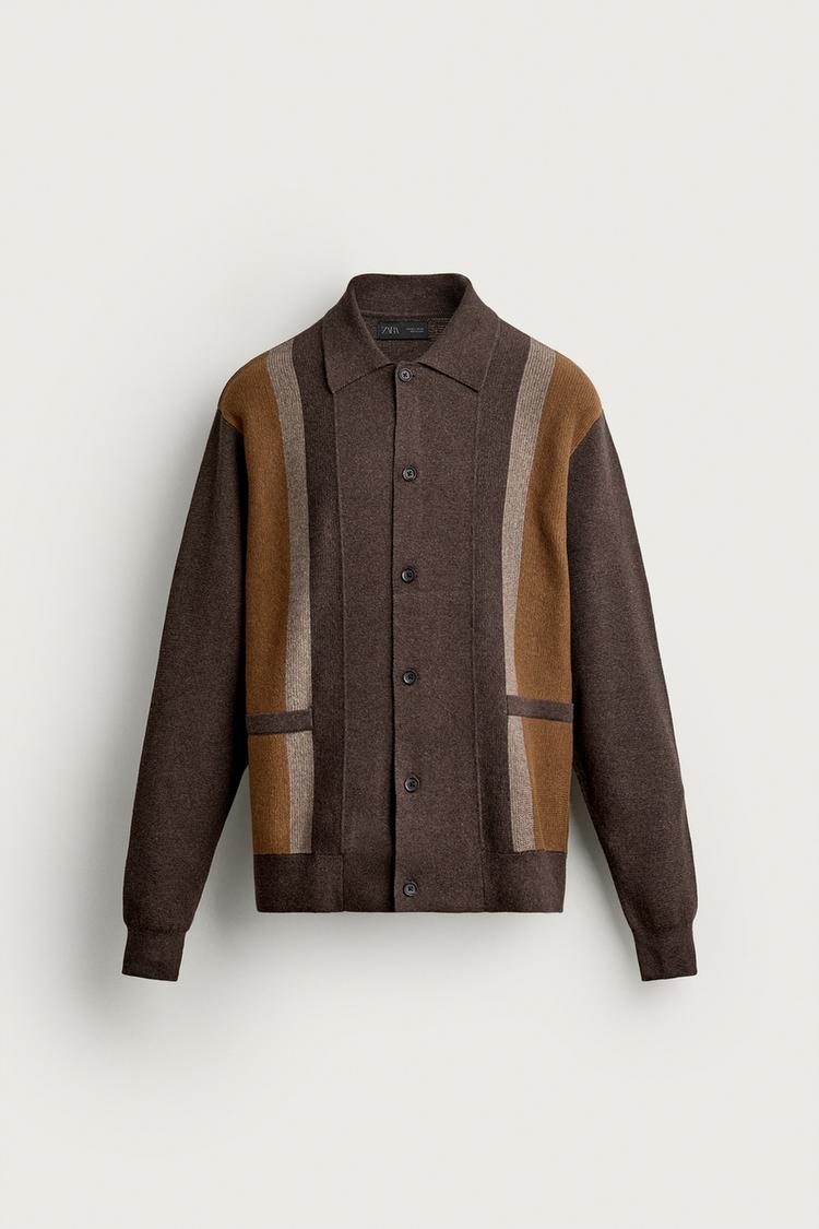 COLORBLOCK CARDIGAN — Brown