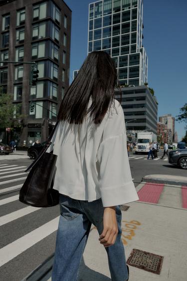 CHEMISE EN CRÊPE PLIS NERVURÉS - Blanc cassé de Zara - Image 4