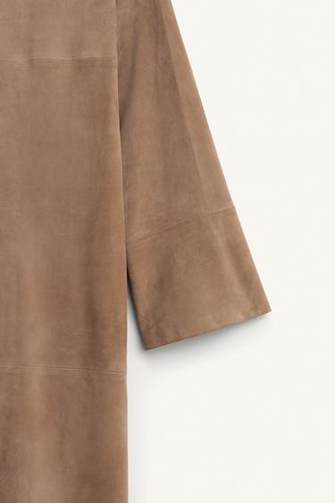 100% SUEDE LEATHER COAT LIMITED EDITION - Chocolate by Zara - Image 8