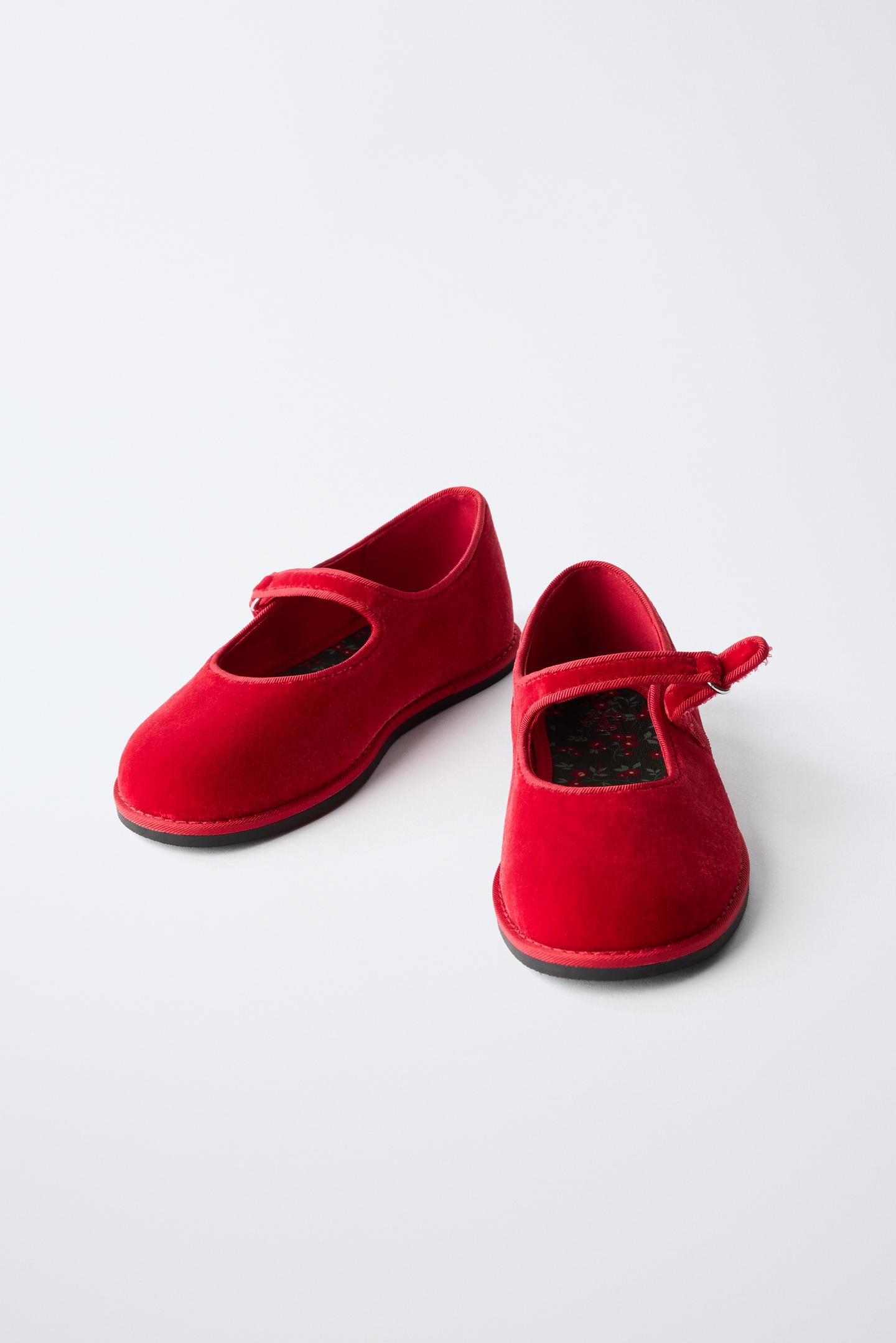 Детские балетки Zara Velvet Ballet Flats, цвет: Красный — фото 3