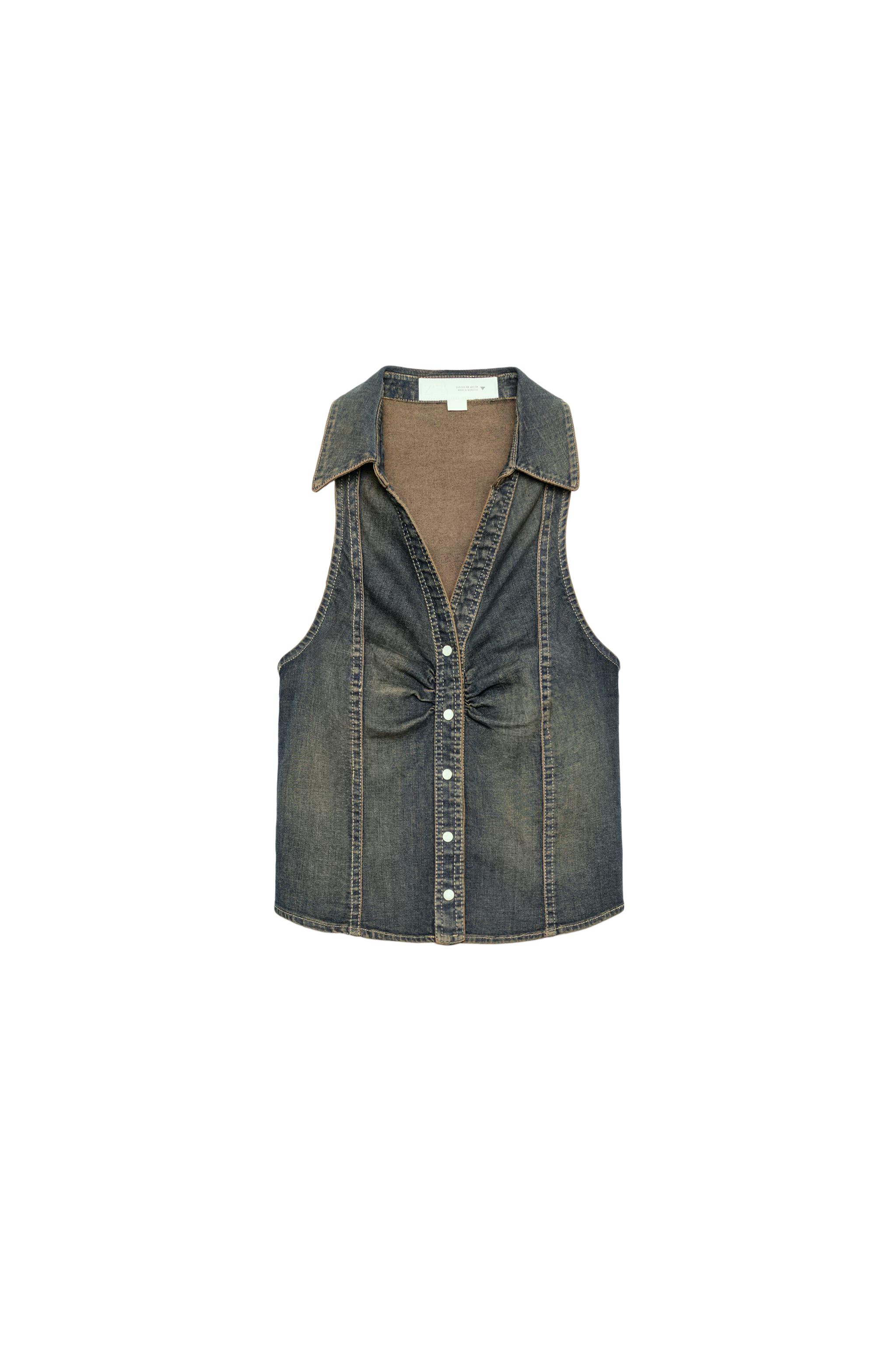 TRF DENIM SHIRT TOP - Blue | ZARA United States