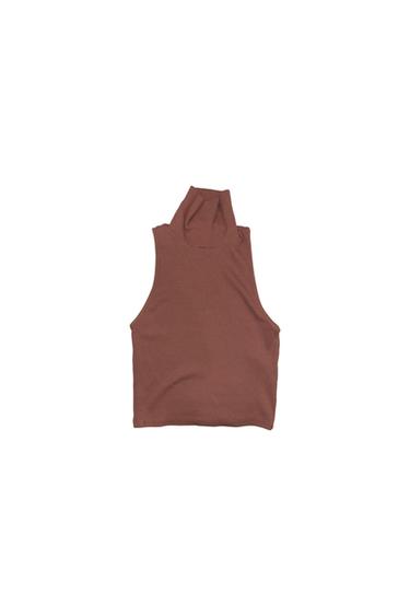 RUBBER TURTLE NECK CROP TOP.