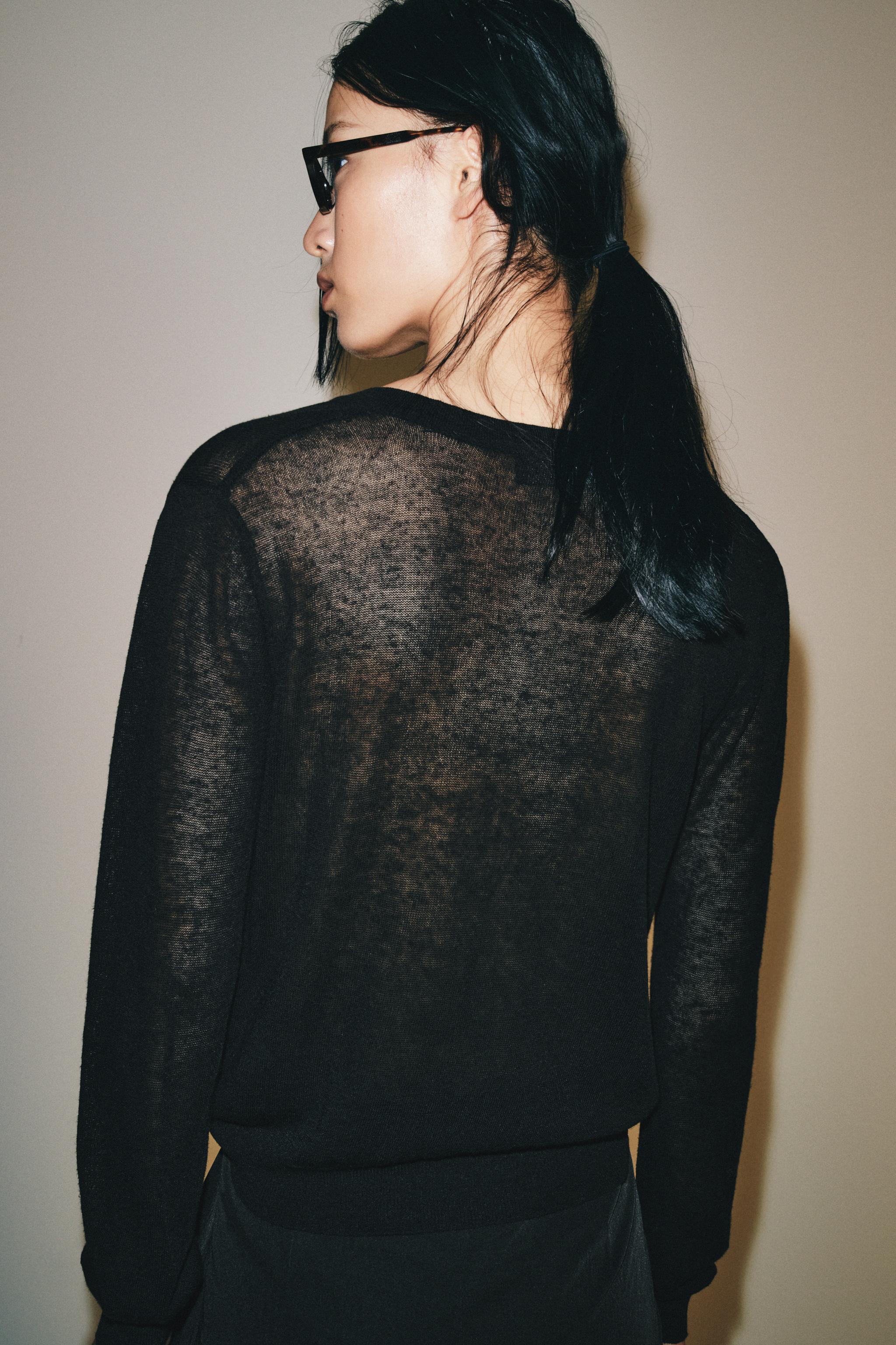 Женские свитеры Zara KNIT HENLEY JUMPER — фото 4