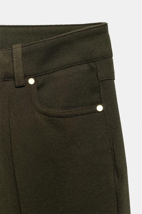 FLARE TROUSERS - Dark khaki by Zara - Image 8