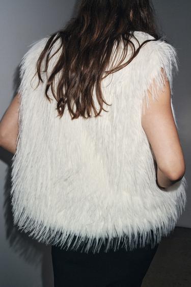 ZW COLLECTION FAUX FUR WAISTCOAT - White by Zara - Image 1