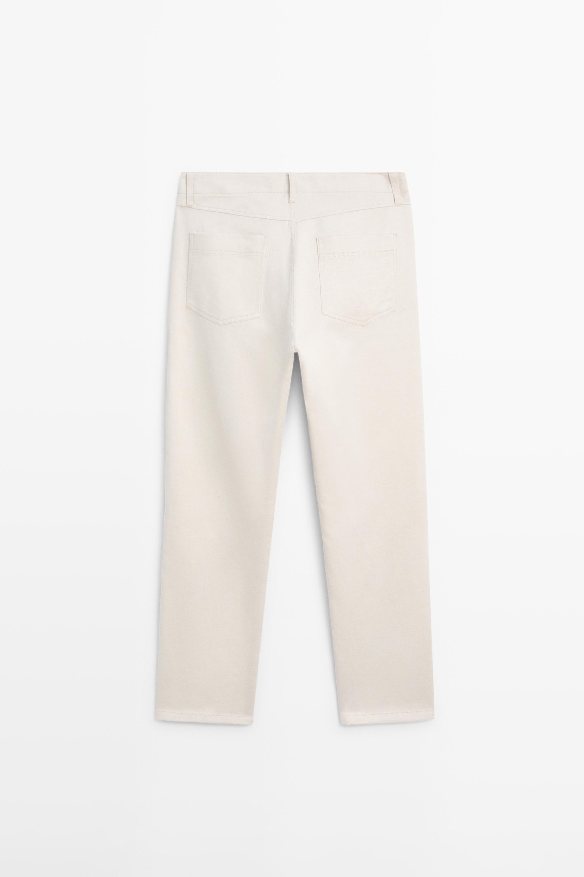 Cotton and linen tapered fit jeans