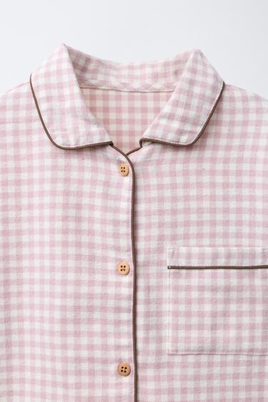 AGES 6-14 / FLANNEL GINGHAM PYJAMAS - Pink by Zara - Image 5