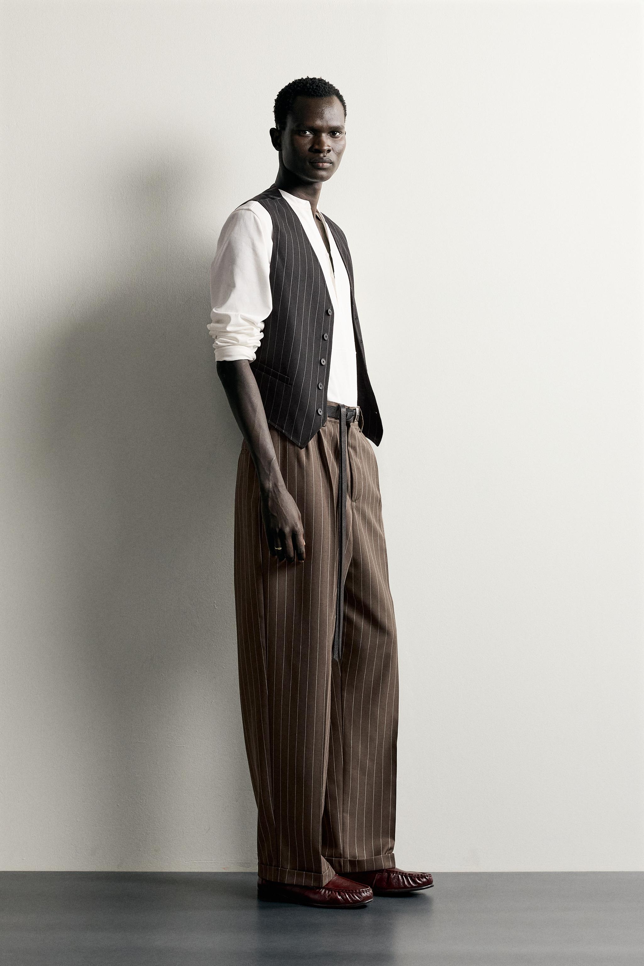 Pinstripe Pleated Pants