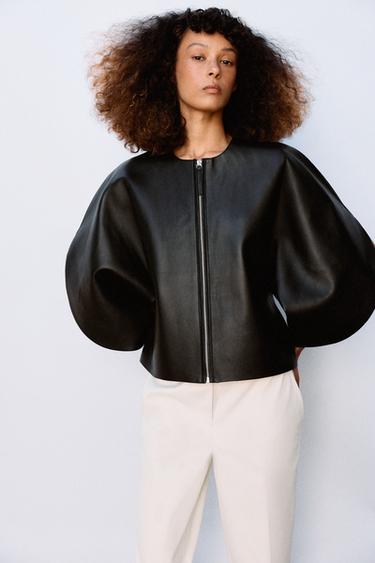 TOP COURO ZÍPER ZW COLLECTION LIMITED EDITION - Preto da Zara