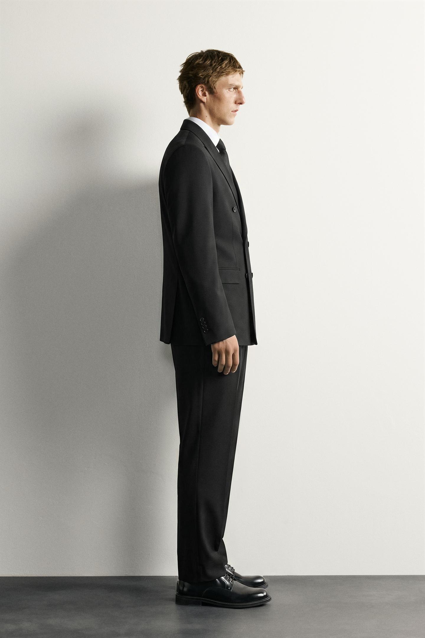Мужские брюки Zara Regular Fit Suit, цвет: Чёрный — фото 4