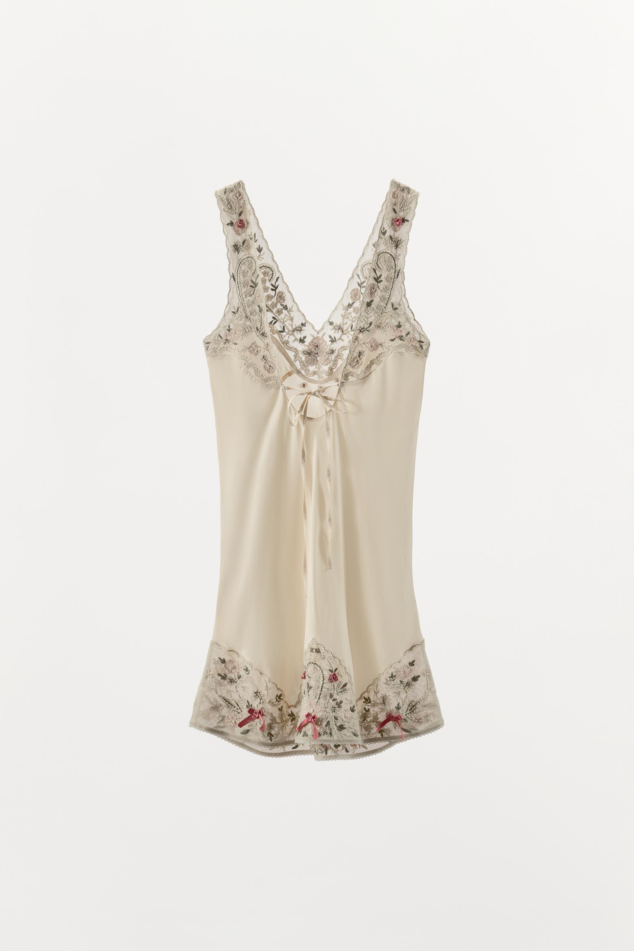 COMBINATION TULLE EMBROIDERED DRESS WITH BEADING
