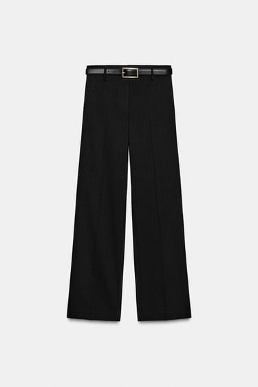 HIGH-WAIST TROUSERS WITH BELT - Black by Zara