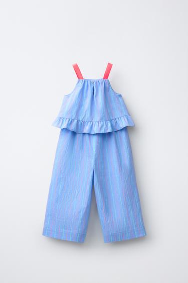 STRIPED LONG JUMPSUIT - Blue by Zara - Image 1