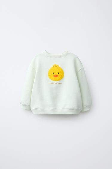 Zara EMBROIDERED CHICK SWEATSHIRT - Light green - Image 0