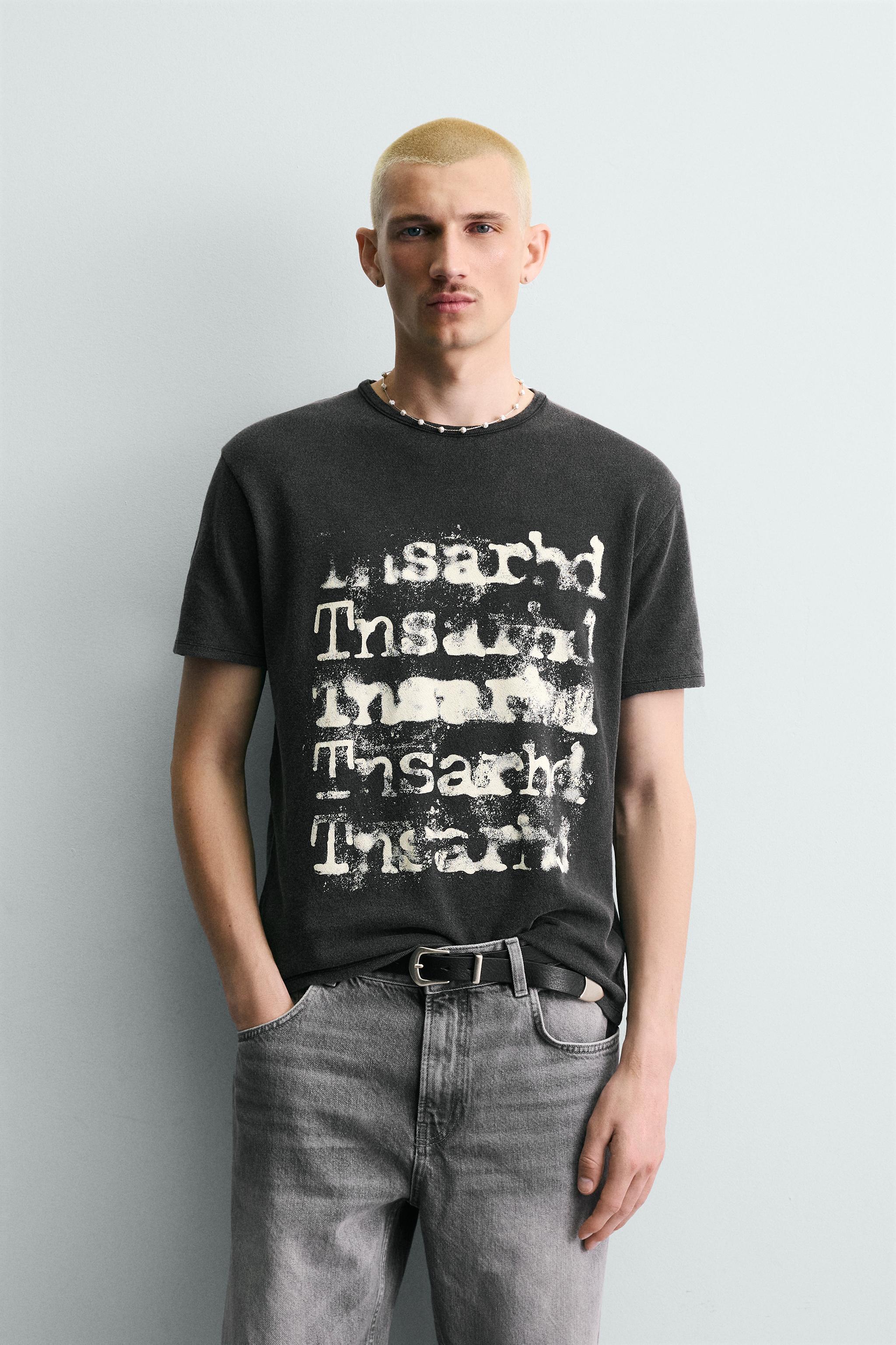 WASHED PRINT KNIT T-SHIRT