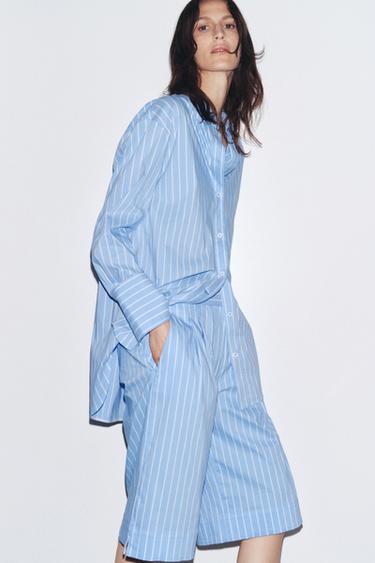 CHEMISE OVERSIZE RAYURES ZW COLLECTION - Bleu / Blanc de Zara - Image 6