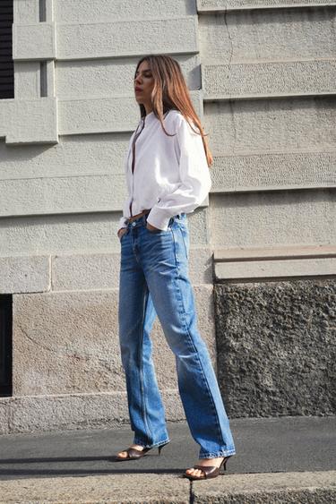 قميص بوبلين مخطط بالون - أبيض by Zara