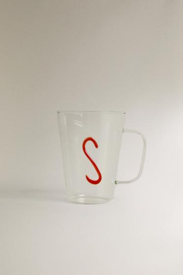 BOROSILICATE MUG WITH INITIAL S - Orange by Zara