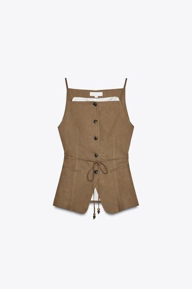 جيليه بحزام وخرزات بكتان - توفي الخاص بـ Zara