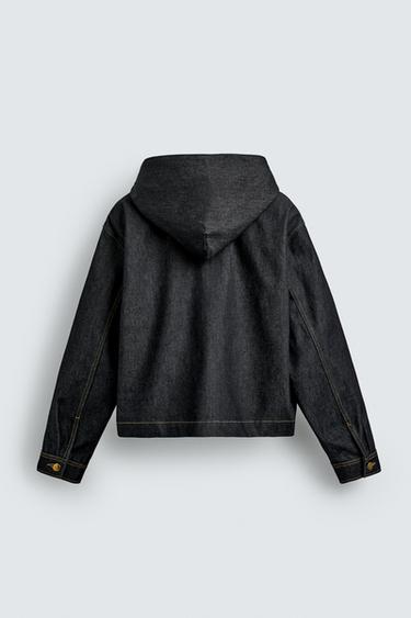 VESTE EN JEAN À CAPUCHE - Bleu de Zara - Image 7