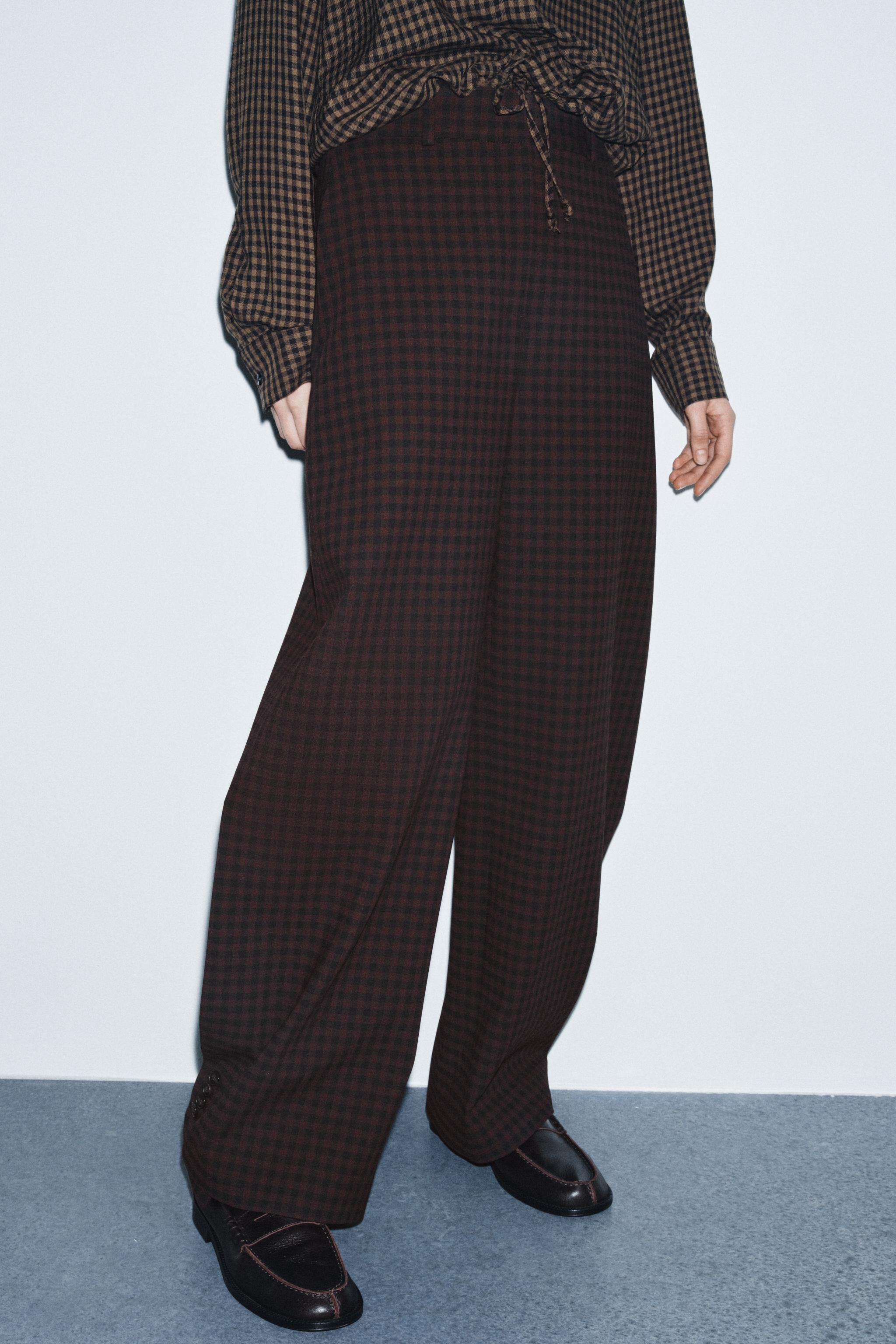ZW COLLECTION BALLOON PANTS WITH BUTTONS - Brown | ZARA Canada