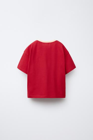 SLOGAN PRINT T-SHIRT - Red by Zara - Image 1